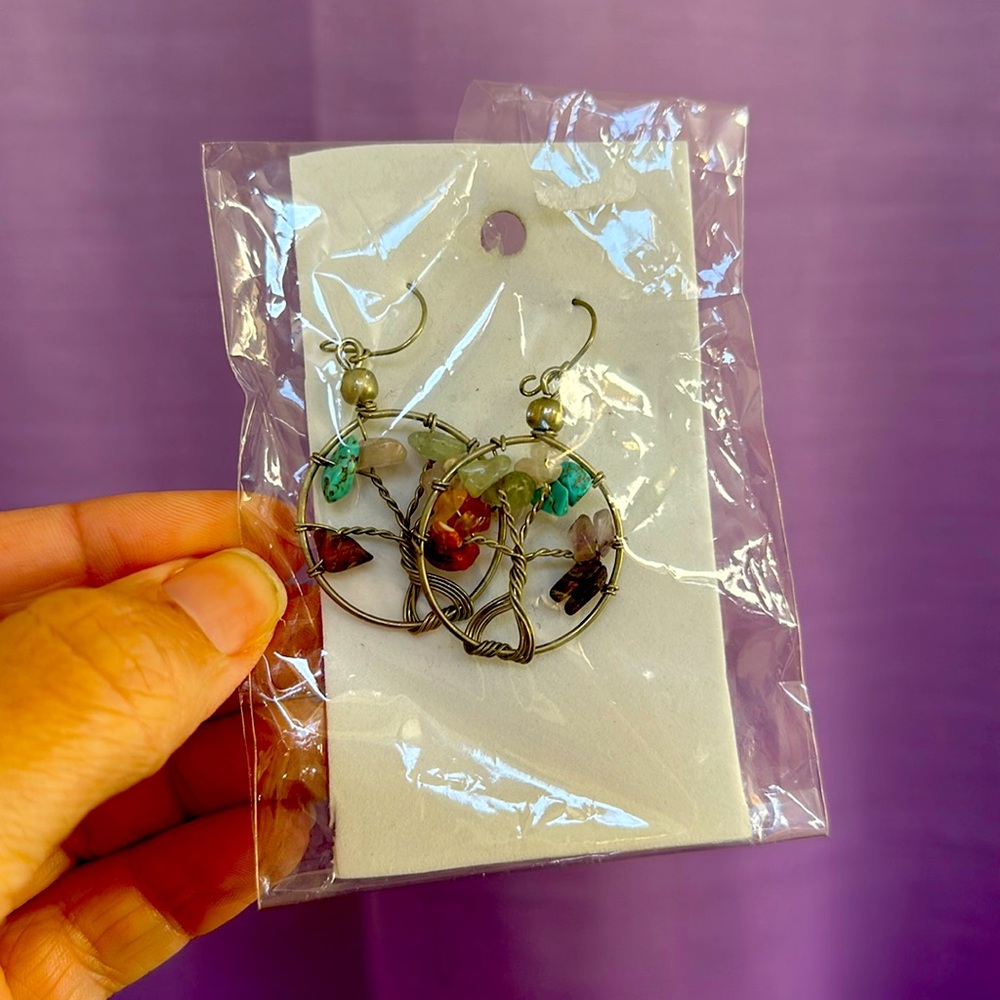 wrapped gemstone earrings